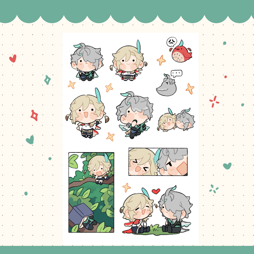 [STOCK] Sticker sheet - Birds Alhaitham/Kaveh