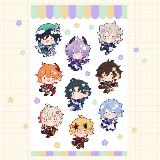 [STOCK] Sticker sheet - Genshin flowers 1