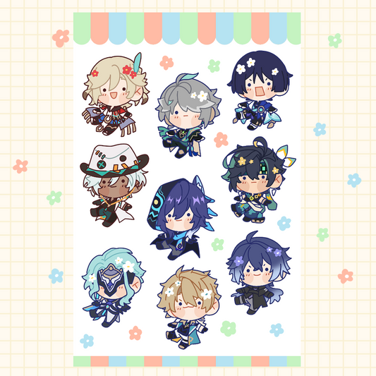 [STOCK] Sticker sheet - Genshin flowers 2