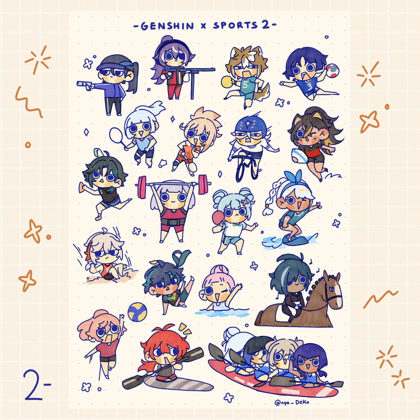 [OUT OF STOCK] Sticker sheet- Genshin x Sports