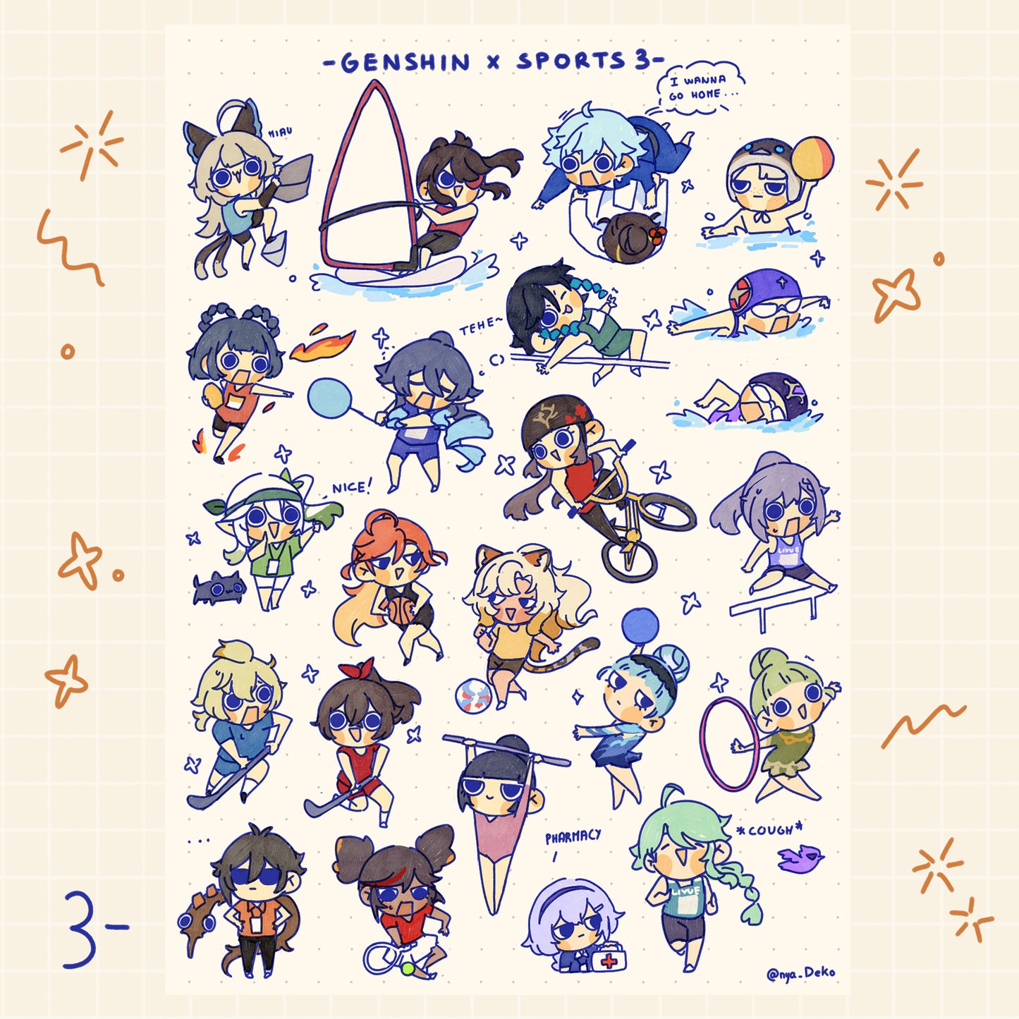 [OUT OF STOCK] Sticker sheet- Genshin x Sports