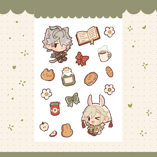 [STOCK] Sticker sheet - Alhaitham/Kaveh Cottage