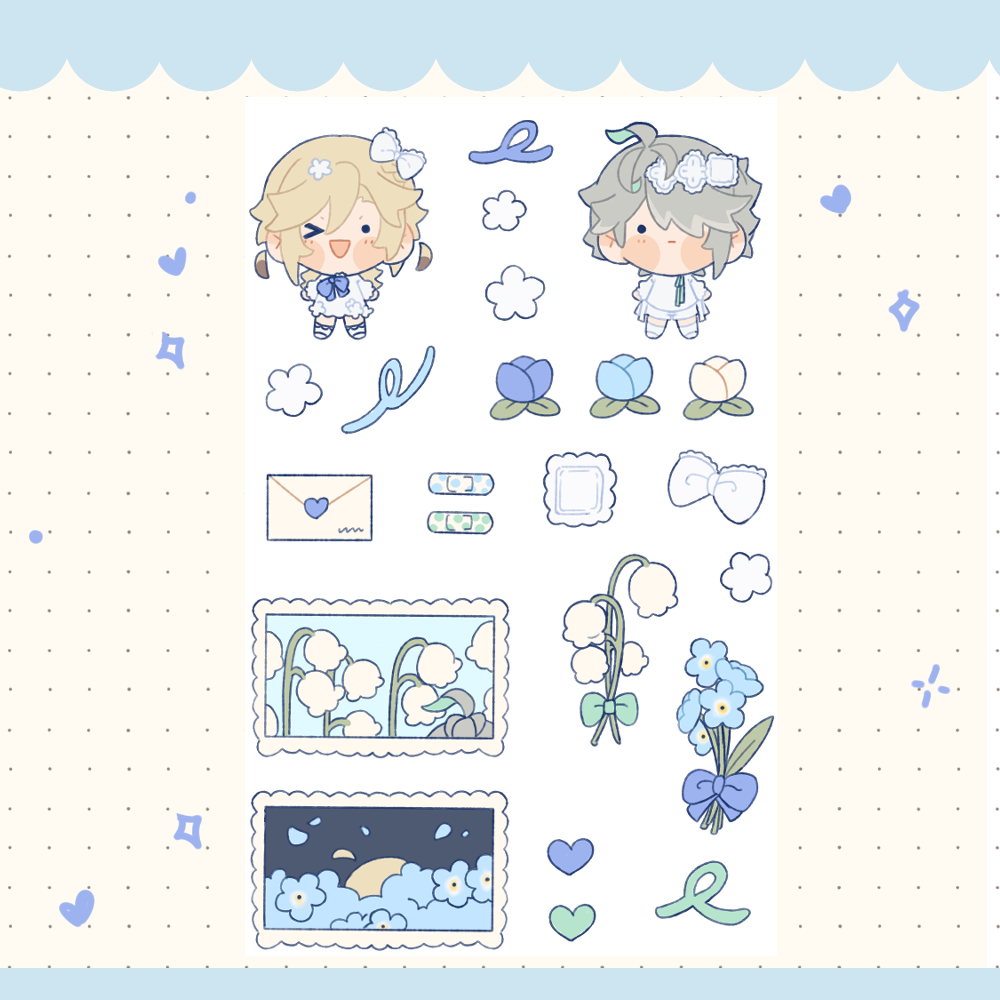 [STOCK] Sticker sheet - White Collection Alhaitham/Kaveh