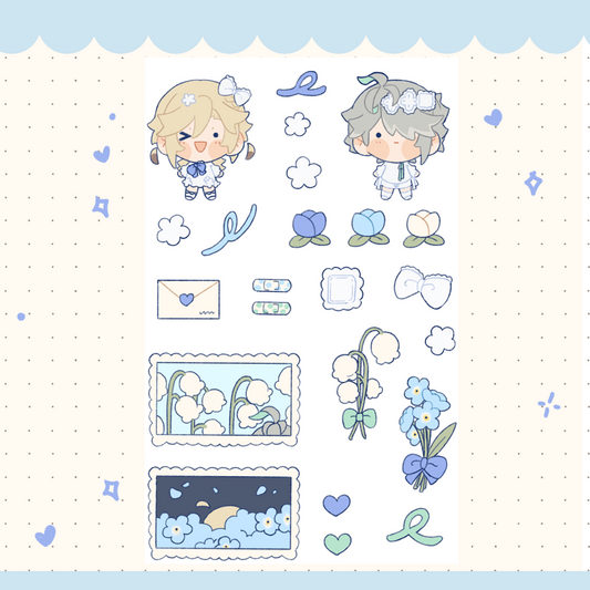 [STOCK] Sticker sheet - White Collection Alhaitham/Kaveh
